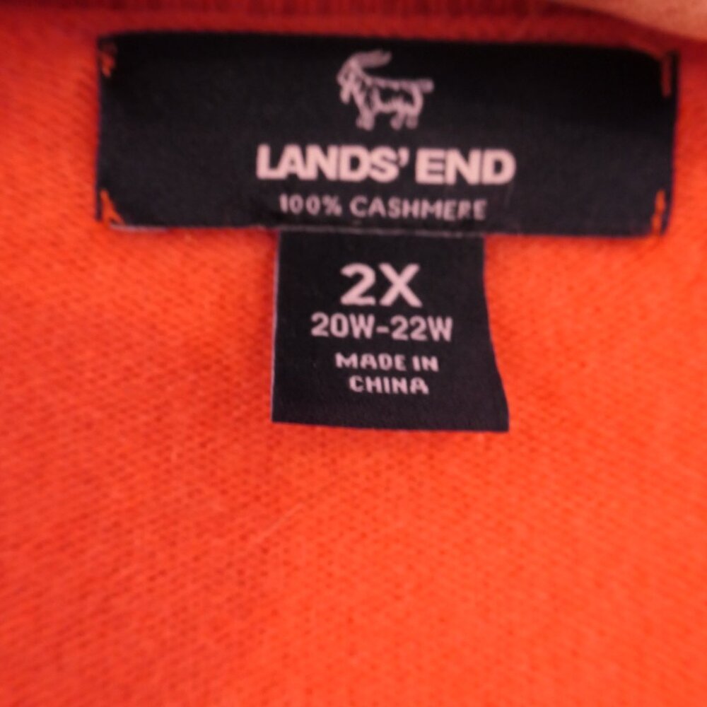 Lands’ End 100% Cashmere Cardigan Sweater Coral Plus Size 2X - Picture 7 of 11